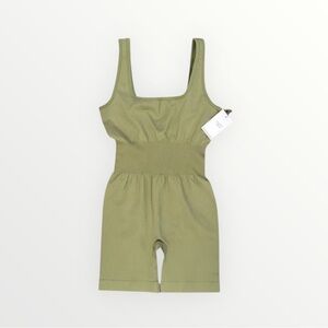 WeWoreWhat Olive Green Ribbed Square Neck Body Suit